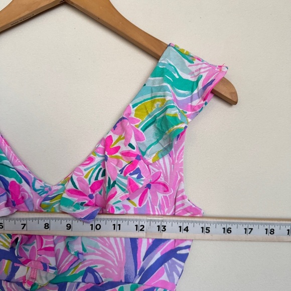 Lilly Pulitzer Womens Asymmetrical Dress Xs Pink Ruffles Casual Resort Vacation - Picture 6 of 11